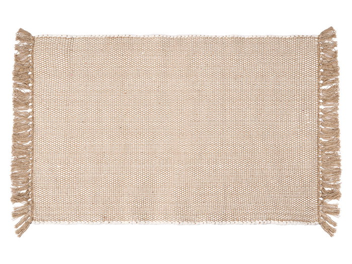 Giftdecor Alfombra Artesanal 110x60 cm Beige Natural 65% Poliéster 35% Algodón 1100 gsm (Set de 8)