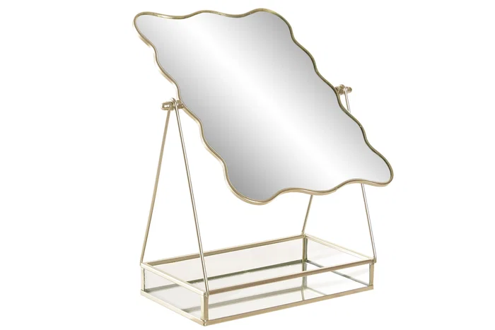 DKD Home Decor Espejo con Bandeja Dorado de la Colección Lazos