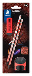 Lapiz De Grafito Staedtler 181 Norix - Hb Blister De 2 + Afila Y Goma Rojo