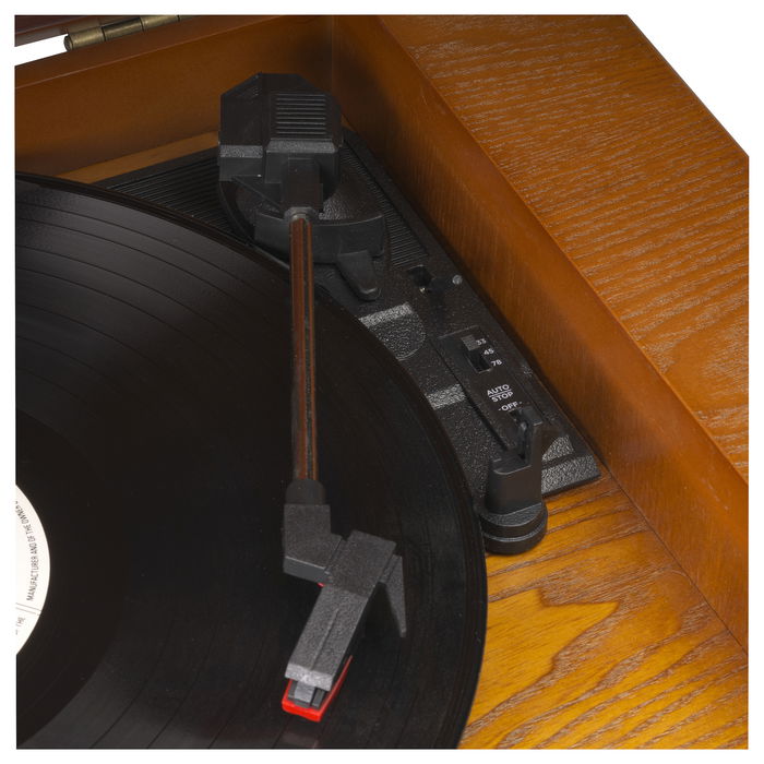 Denver MRD-51 Toca-discos 3 Velocidades 33 1/3, 45, 78 RPM con CD, Cassette, Radio DAB/FM, USB, Entrada AUX, Altavoces 2 x 5W, Madera Marrón