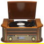 Denver MRD-51 Toca-discos 3 Velocidades 33 1/3, 45, 78 RPM con CD, Cassette, Radio DAB/FM, USB, Entrada AUX, Altavoces 2 x 5W, Madera Marrón