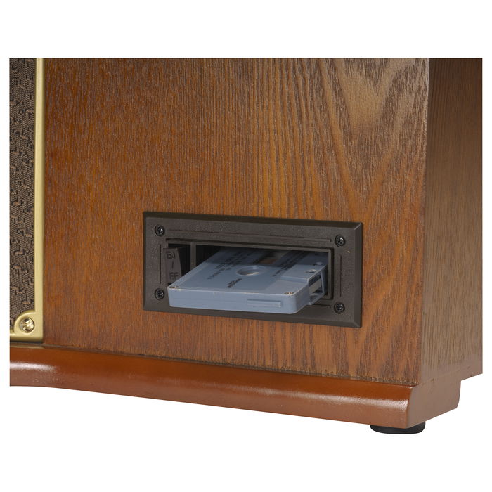 Denver MRD-51 Toca-discos 3 Velocidades 33 1/3, 45, 78 RPM con CD, Cassette, Radio DAB/FM, USB, Entrada AUX, Altavoces 2 x 5W, Madera Marrón