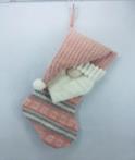 DKD Home Decor Calcetín Poliéster Noel Rosa y Blanco