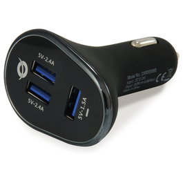 Conceptronic CARDEN06B Cargador de Coche 3 Puertos USB-A 31.5W para Encendedor, 5V, Negro