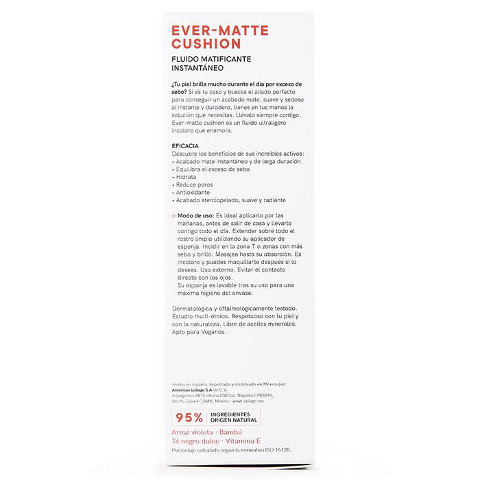 Lullage EVER-MATTE CUSHION Fluido Matificante Tónico Facial 30 ml Piel Sin Brillos