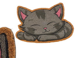 Felpudo Forma Gato Giftdecor 60x1.5x40cm Fibra de Coco y PVC Gris/Rosa (Set de 10)