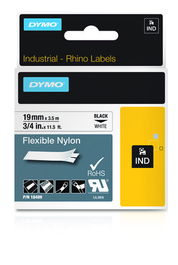 DYMO RHINO Cinta ID1-19 Negro/blanco nylon