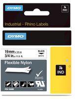 Dymo RHINO ID1 Cinta de Etiquetas de Nylon Flexible 19mm x 3,5m Negro/Blanco Dymo RHINO ID1 Cinta de Etiquetas de Nylon Flexible 19mm x 3,5m Negro/Blanco