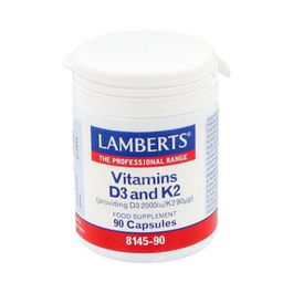 LAMBERTS Vitamina D3 2000Ui+K2 90Mcg 90Cap. Cápsulas para el Soporte Óseo y Cardiovascular