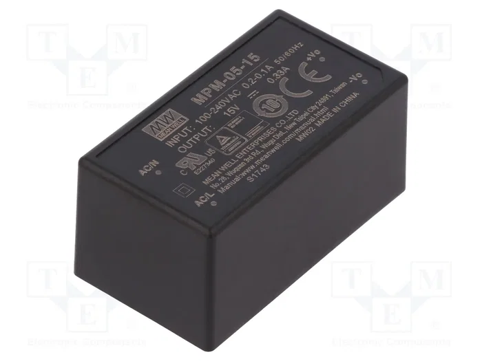 MEAN WELL MPM-05-15 Convertidor AC/DC 5W 15V DC MEAN WELL MPM-05-15 Convertidor AC/DC 5W 15V DC