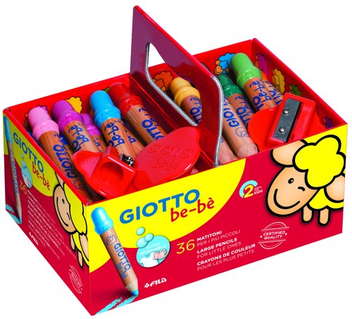 Giotto be-bè Super Schoolpack de 36 Lápices de Colores con Sacapuntas
