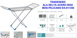 Tendedero Ala Delta Acero Inox Modelo Pelicano EX-01 (Caja de 6)