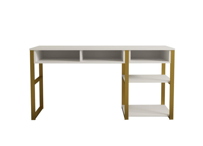 Hanah Home Mesa de Estudio White Gold 150 cm x 75.8 cm x 58.4 cm Tablero Melamina Patas Metal Blanco y Oro Hanah Home Mesa de Estudio White Gold 150 cm x 75.8 cm x 58.4 cm Tablero Melamina Patas Metal Blanco y Oro