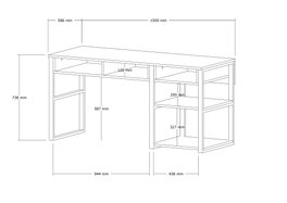 Hanah Home Mesa de Estudio White Gold 150 cm x 75.8 cm x 58.4 cm Tablero Melamina Patas Metal Blanco y Oro