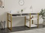 Hanah Home Mesa de Estudio White Gold 150 cm x 75.8 cm x 58.4 cm Tablero Melamina Patas Metal Blanco y Oro
