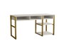 Hanah Home Mesa de Estudio White Gold 150 cm x 75.8 cm x 58.4 cm Tablero Melamina Patas Metal Blanco y Oro
