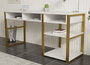Hanah Home Mesa de Estudio White Gold 150 cm x 75.8 cm x 58.4 cm Tablero Melamina Patas Metal Blanco y Oro