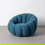 Sillón Azul Tejido-Madera 92 X 89 X 61 cm