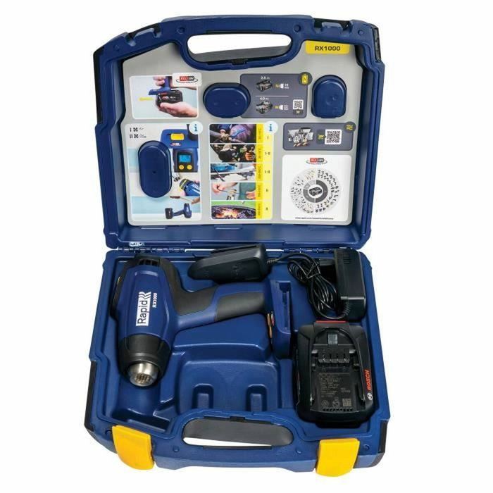 Rapid Pistola de aire caliente a batería de 18 V RX1000 con estuche, batería de 4,0 Ah y cargador Rapid Pistola de aire caliente a batería de 18 V RX1000 con estuche, batería de 4,0 Ah y cargador