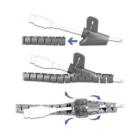 DeLOCK Manguera espiral con herramienta de inserción 2,5 m x 15 mm Gris