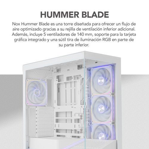 Nox Hummer Blade Caja Gaming Semitorre Blanca