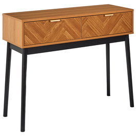 Home Deco Factory Consola con 2 Cajones Lounge 100x35x80 cm Estructura de Partículas y MDF Patas de Pino