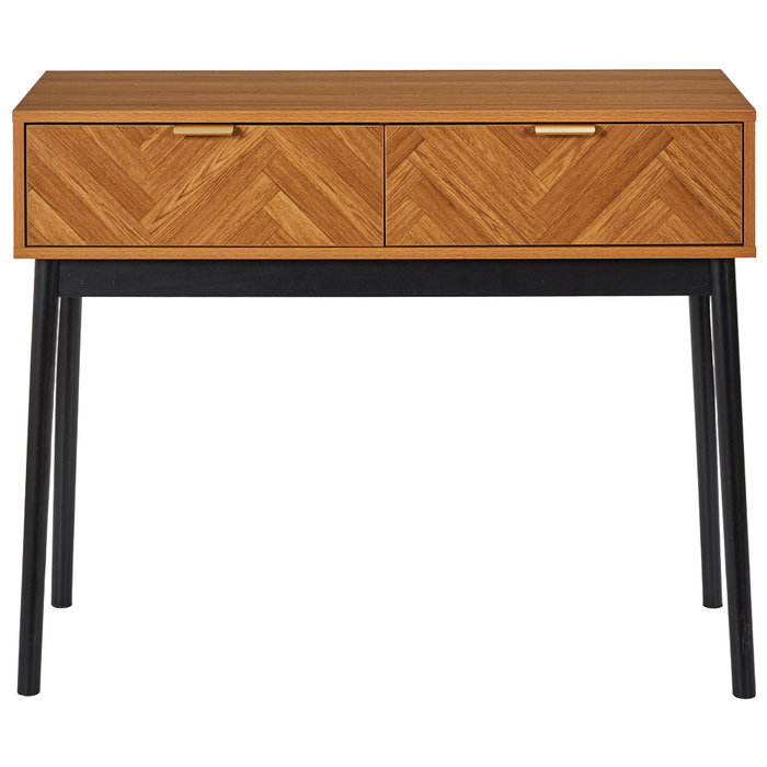 Home Deco Factory Consola con 2 Cajones Lounge 100x35x80 cm Estructura de Partículas y MDF Patas de Pino