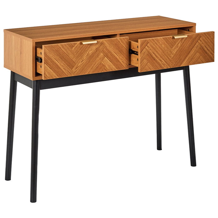 Home Deco Factory Consola con 2 Cajones Lounge 100x35x80 cm Estructura de Partículas y MDF Patas de Pino