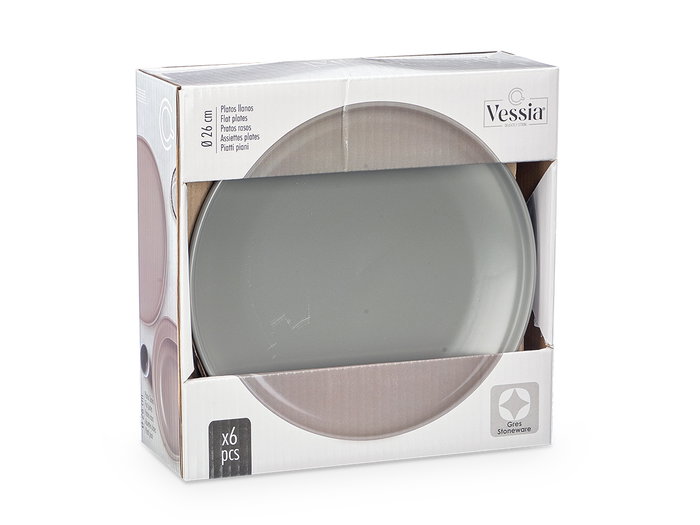 Vessia Plato Llano Grande Gres Gris Oscuro 26.5 cm (Set de 24)