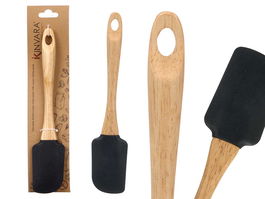 Kinvara Pala de Silicona Negra con Mango de Madera, 25 cm de Ancho x 5.2 cm de Largo, Utensilio de Cocina Respetuoso (Set de 24)