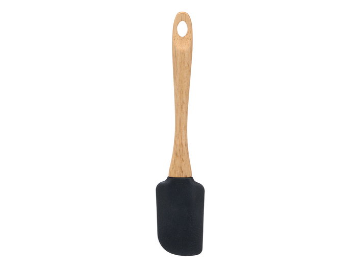 Kinvara Pala de Silicona Negra con Mango de Madera, 25 cm de Ancho x 5.2 cm de Largo, Utensilio de Cocina Respetuoso (Set de 24)
