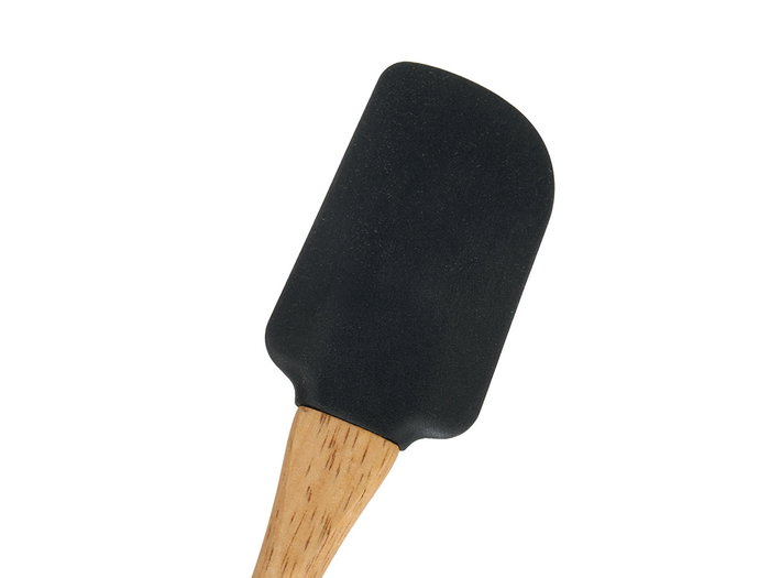 Kinvara Pala de Silicona Negra con Mango de Madera, 25 cm de Ancho x 5.2 cm de Largo, Utensilio de Cocina Respetuoso (Set de 24)