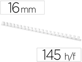 Q-connect Canutillo Redondo 16 mm Blanco para 145 Hojas (50 Unidades)
