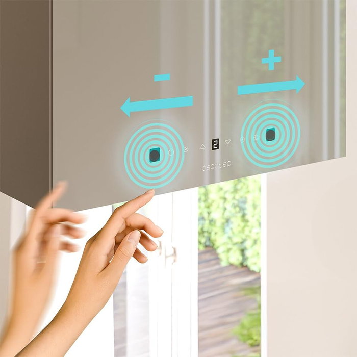 Cecotec Campana isla Bolero Flux CCT 448000 vidrio gris A++ 800m³/h táctil