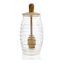 Andrea House Tarro para Miel MS66068 de Vidrio Borosilicato y Madera con Cuchara, Capacidad 300ml, ø5,5 x 15,5 cm