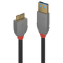 Lindy Cable USB 3.0 Tipo A a Micro-B, Anthracite, Macho/Macho, 3 Metros