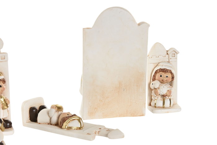 DKD Home Decor Nacimiento Navidad Tradicional Set de 5 Piezas Resina Blanco Dorado 36 x 3 x 12 cm DKD Home Decor Nacimiento Navidad Tradicional Set de 5 Piezas Resina Blanco Dorado 36 x 3 x 12 cm