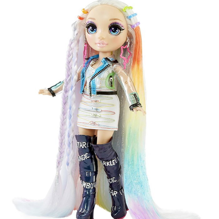 MGA Rainbow High Hair Studio Muñeca Amaya Raine con Kit de Peinado 5 en 1 - Multilenguaje
