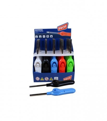 Prof Encendedor electrónico recargable de cuello largo, colores surtidos