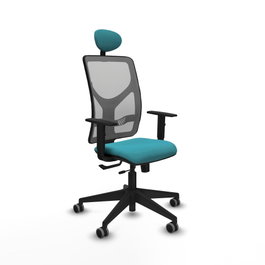 PIQUERAS Y CRESPO Silla de oficina Motilla con mecanismo Sincro/Traslack, Turquesa y Gris