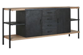 DKD Home Decor Buffet Loft Natural Negro Abeto Metal 45 x 80 x 180 cm