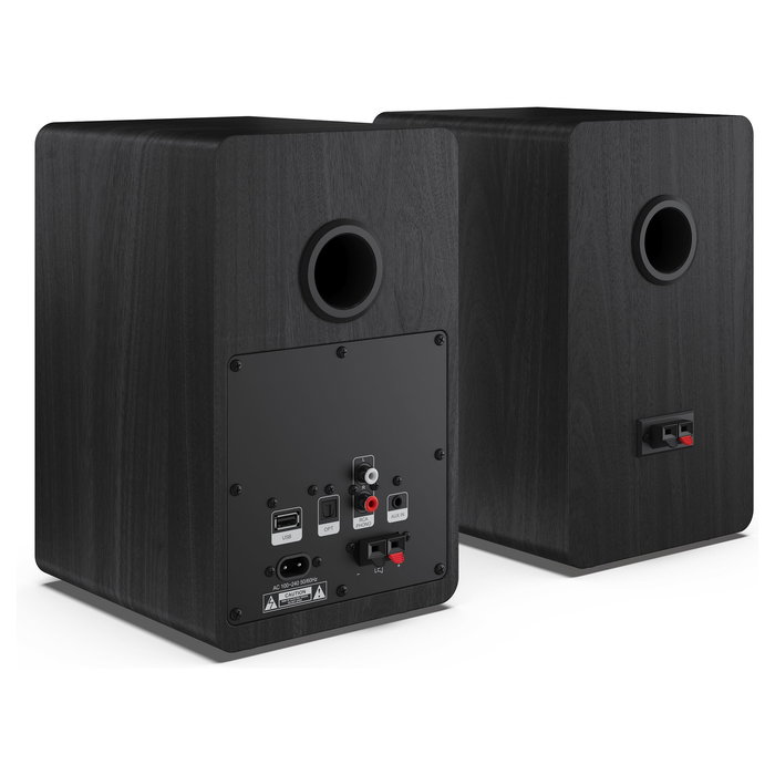 Sharp Altavoces de Estantería de 2 Vías, 60 W RMS, 2.0 Canales, Bluetooth 5.0 y Cableado (AUX/RCA), Madera, Negro