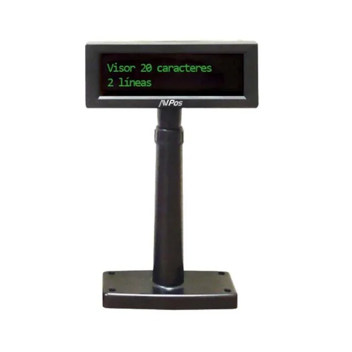 AVPOS Monitor VFD220 POS para Cliente - Pantalla Fluorescente 20x2 Caracteres (8.22") con 267 Tipos de Caracteres Internacionales, Conexión USB 2.0 y Ángulo de Visión Ajustable