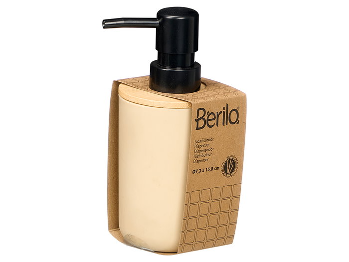 BERILO Dosificador Plástico Bambú Beige para Cocina - Organizador de Alimentos 16 cm de Alto - Dimensiones 9x16x7.5 cm (Set de 24)