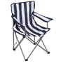 Aktive Silla plegable de camping con posavasos, azul y blanco a rayas