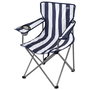 Aktive Silla plegable de camping con posavasos, azul y blanco a rayas