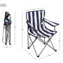 Aktive Silla plegable de camping con posavasos, azul y blanco a rayas
