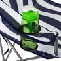 Aktive Silla plegable de camping con posavasos, azul y blanco a rayas