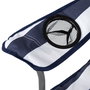 Aktive Silla plegable de camping con posavasos, azul y blanco a rayas