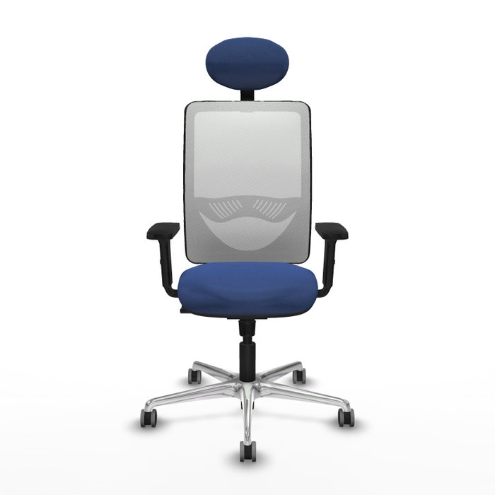 PIQUERAS Y CRESPO Silla de oficina Zulema con mecanismo Sincro, Azul marino y Blanco